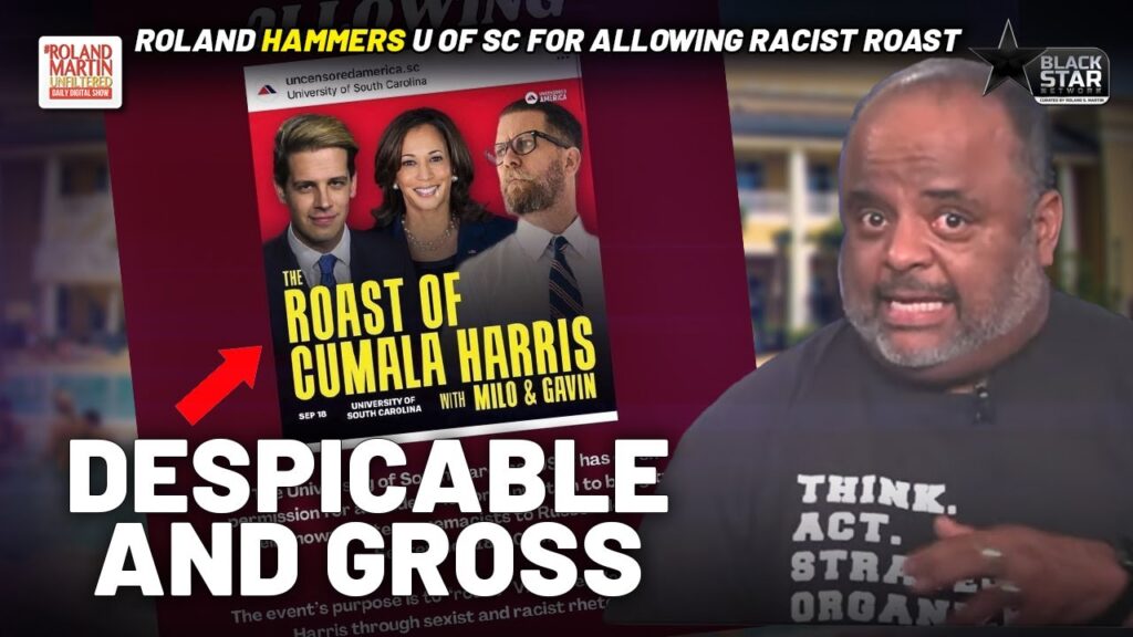 image for shameful, despicable, gross: roland destroys u of sc for allowing racist roast of kamala harris