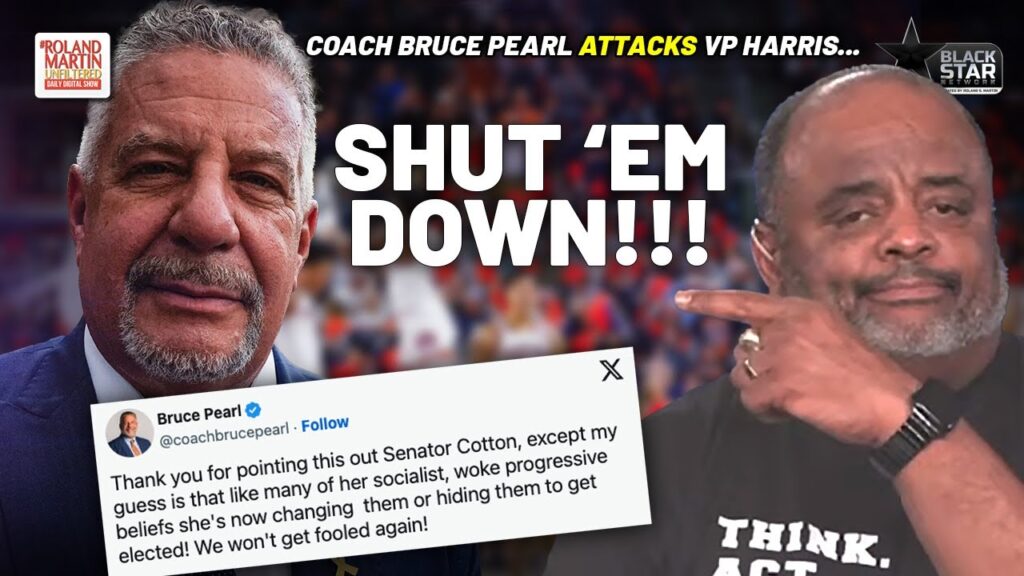 image for shut his a$$ down! roland blasts auburn basketball coach bruce pearl for kamala harris attack