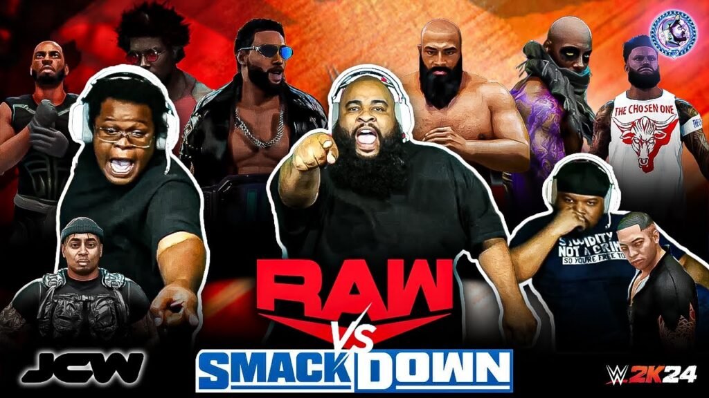 image for smack down vs raw | the locker rooms collide! who has the best brand! #wwe2k24