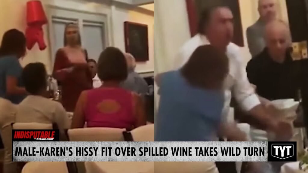 image for watch: male karen's hissy fit over spilled wine takes violent turn