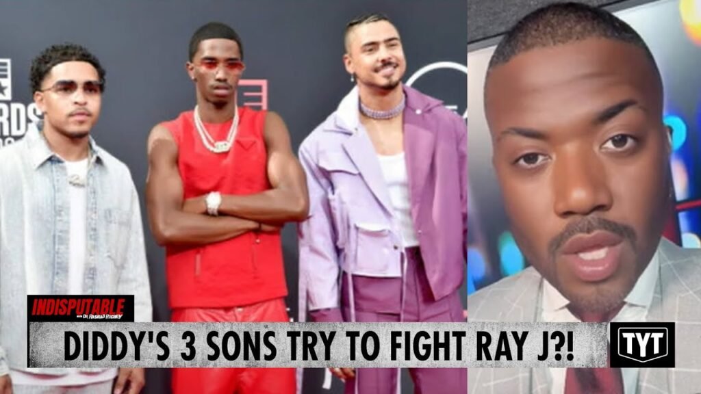 image for diddy's sons try to throw down with ray j, chris brown steps in