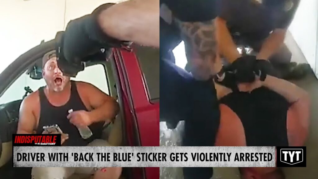 image for watch: driver with 'back the blue' sticker gets violently arrested over cigarette