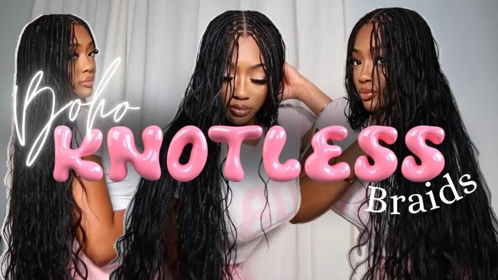 image for how to do small boho knotless braids| step by step tutoriall using human hair!