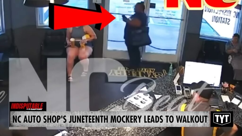 image for watch: black woman walks out after auto shop staff mocks juneteenth