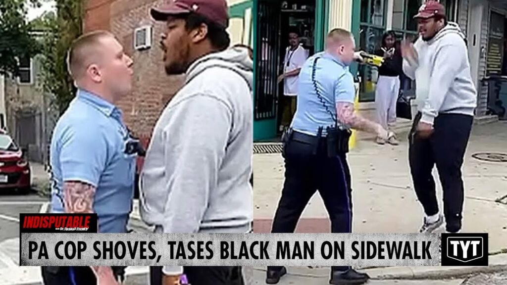 image for watch: aggressive cop orders black man off street, attacks him on sidewalk