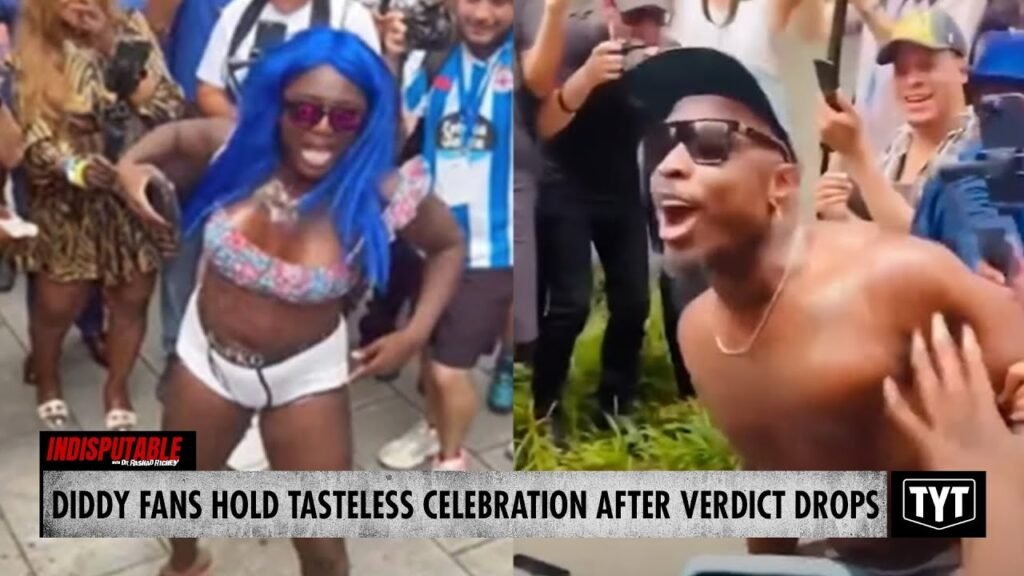 image for watch: diddy fans go wild with baby oil after verdict drops