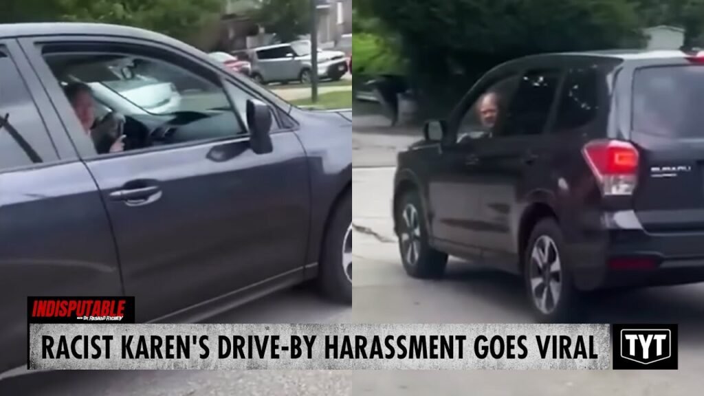 image for watch: racist karen unleashes fury on black man in drive by meltdown