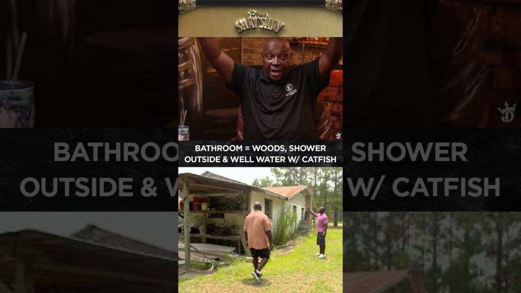 image for bathroom = woods, shower outside, water with catfish: sterling & shannon sharpe's upbringing