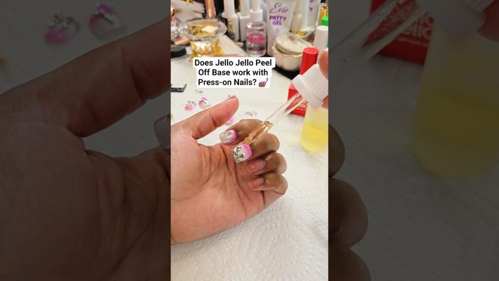 image for these nails have got to go! 😂 jello jello peel off base gel 💅🏾 #nails #pressonnails #nailart